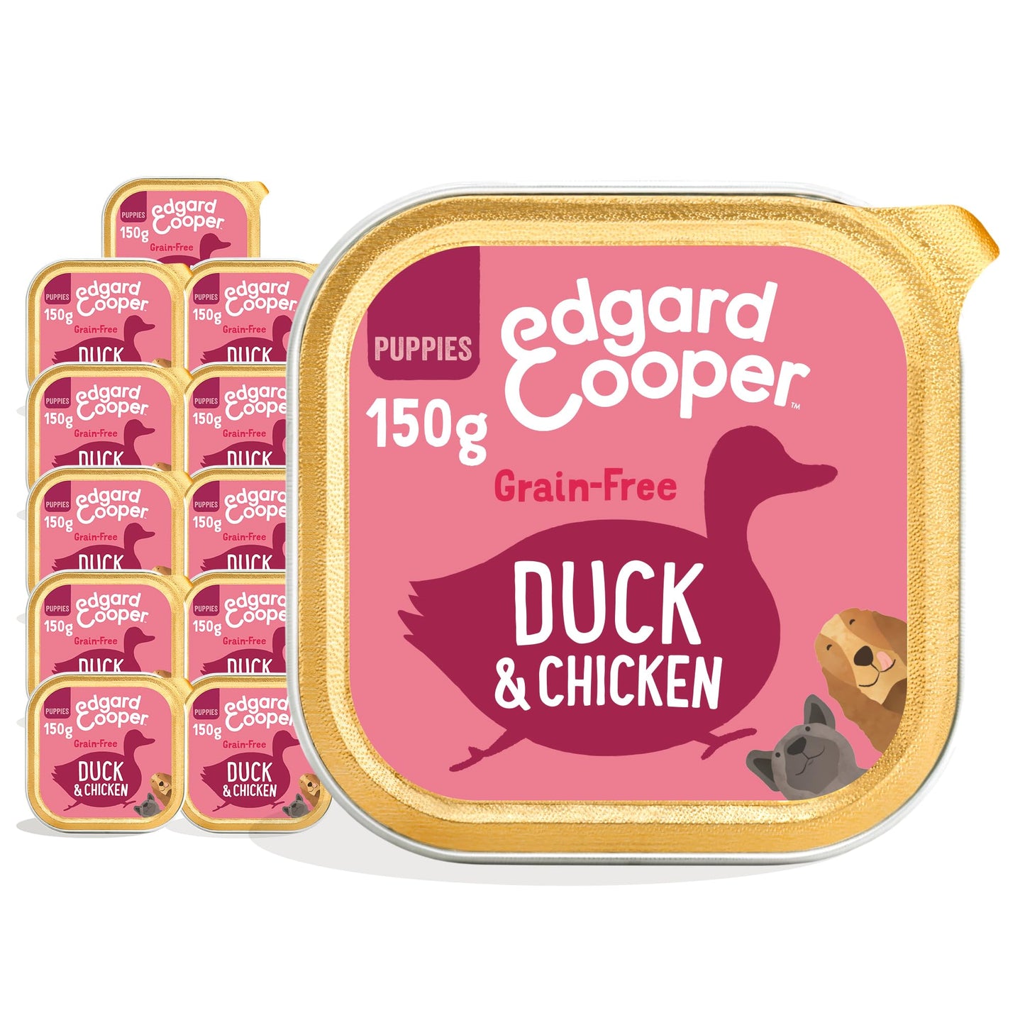 Edgard Cooper Grain-Free Wet Dog Food for Adult Dogs, (11 x 150g), Natural Dogs Food in Cup with Fresh Meat & Amino Acids, Gluten-Free, High Protein