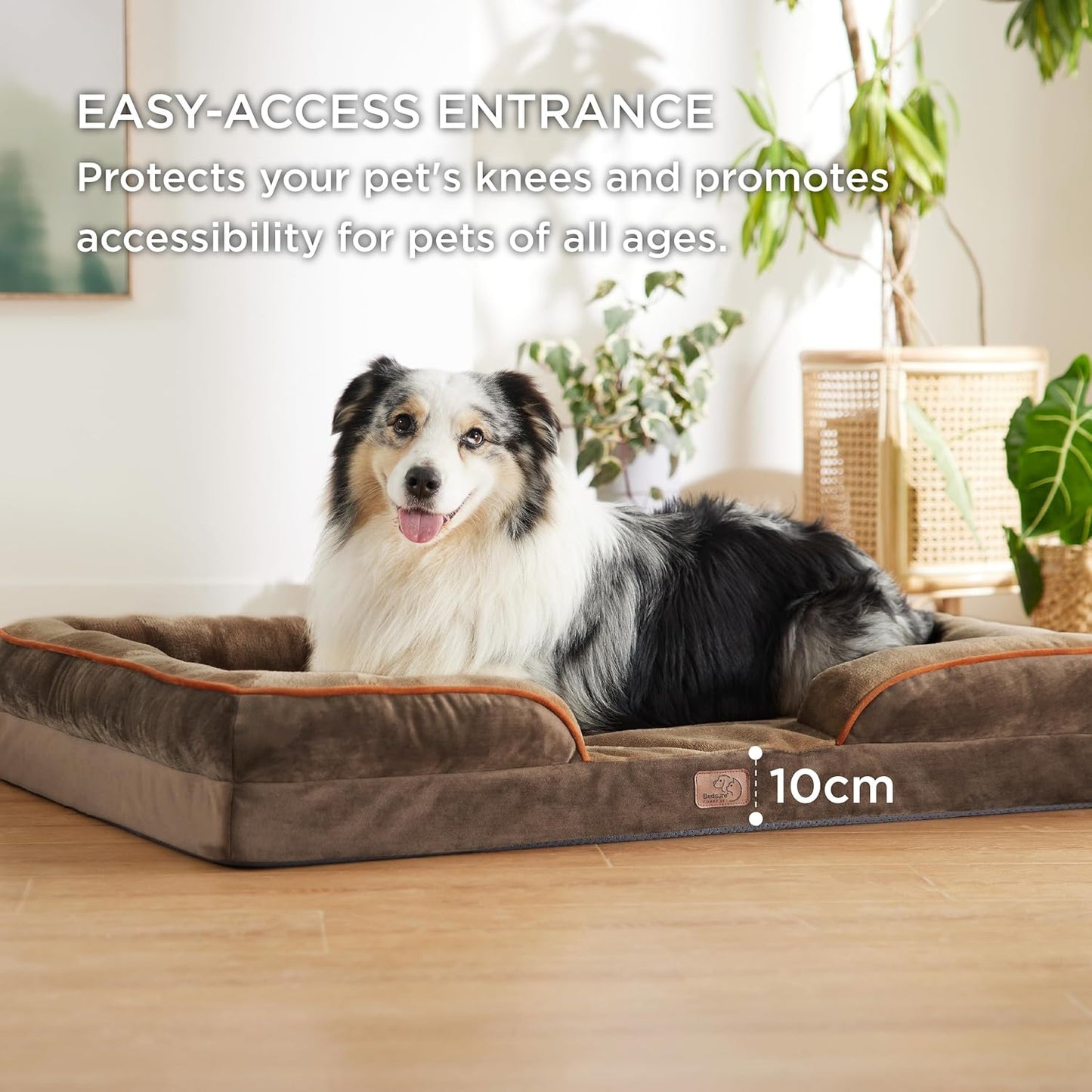 Bedsure Dog Sofa Bed Extra Large - Washable Orthopedic Dog Beds and Couch with Removable Flannel Zipper Cover, XL Plus Waterproof Human Dog Bed for Adults, Squre Pet Bed