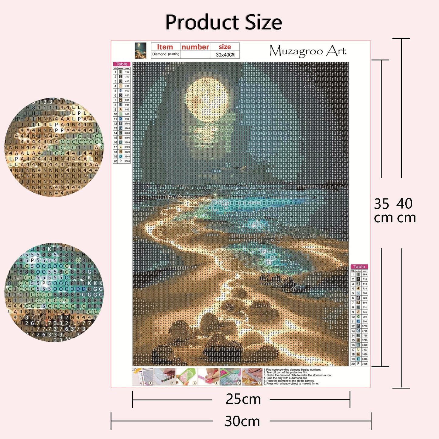 Muzagroo Art 5D Diamond Painting Kits for Adults, DIY Diamond Art Kits for Beginners, Turtle Diamond Dot Kits Gem Arts and Crafts for Living Room, Gem Painting Bedroom 4 PCS Wall Art