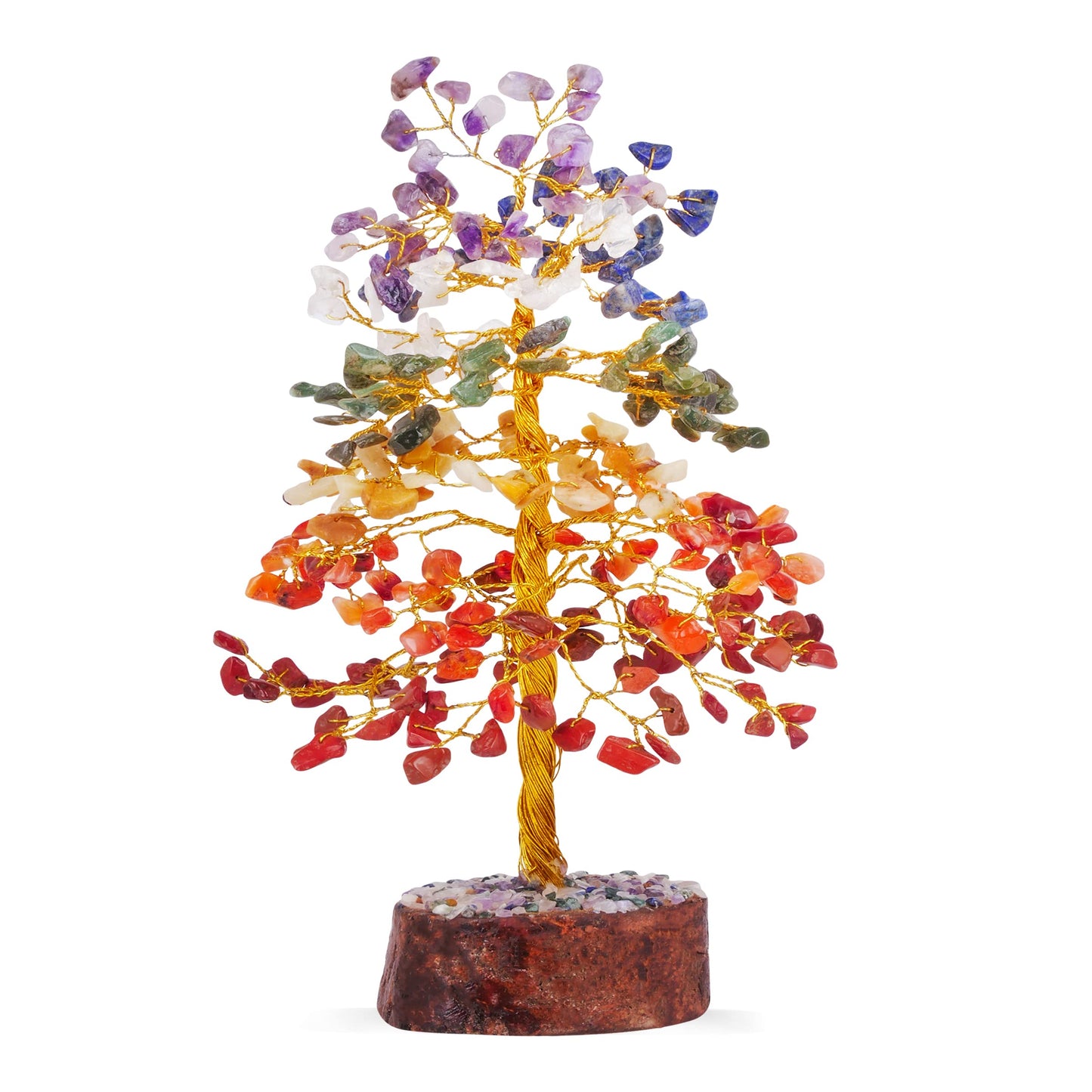 Tree of Life Gemstone Bonsai - Artificial Home and Office Decor, Spiritual Gift With Chakra Stones, Love Stone, Positive Energy - Crystal Rose Quartz