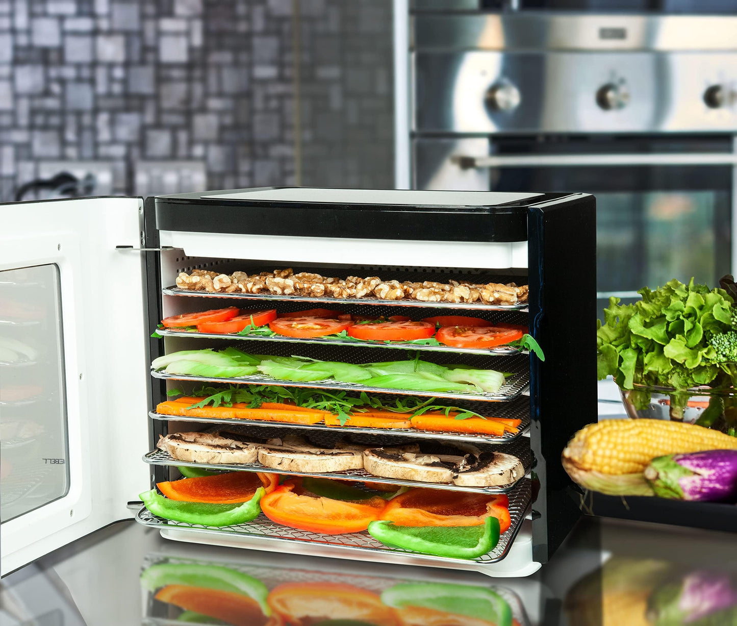 Nebula 450W Round 5 Tray Food Dehydrator | Adjustable Height, 35-70°C Temperature Control, 1-48 Hour Timer, Mesh Trays | Compact & Efficient Drying for Fruits, Vegetables, Meat, Herbs & Snacks