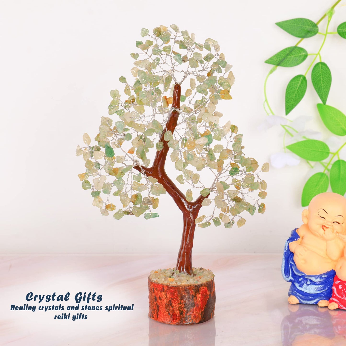Tree of Life Gemstone Bonsai - Artificial Home and Office Decor, Spiritual Gift With Chakra Stones, Love Stone, Positive Energy - Crystal Rose Quartz