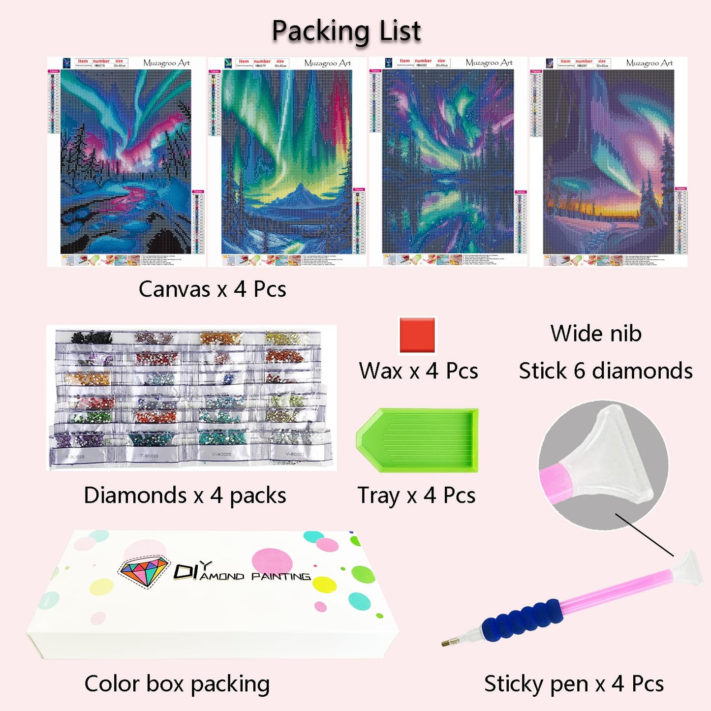 Muzagroo Art 5D Diamond Painting Kits for Adults, DIY Diamond Art Kits for Beginners, Turtle Diamond Dot Kits Gem Arts and Crafts for Living Room, Gem Painting Bedroom 4 PCS Wall Art