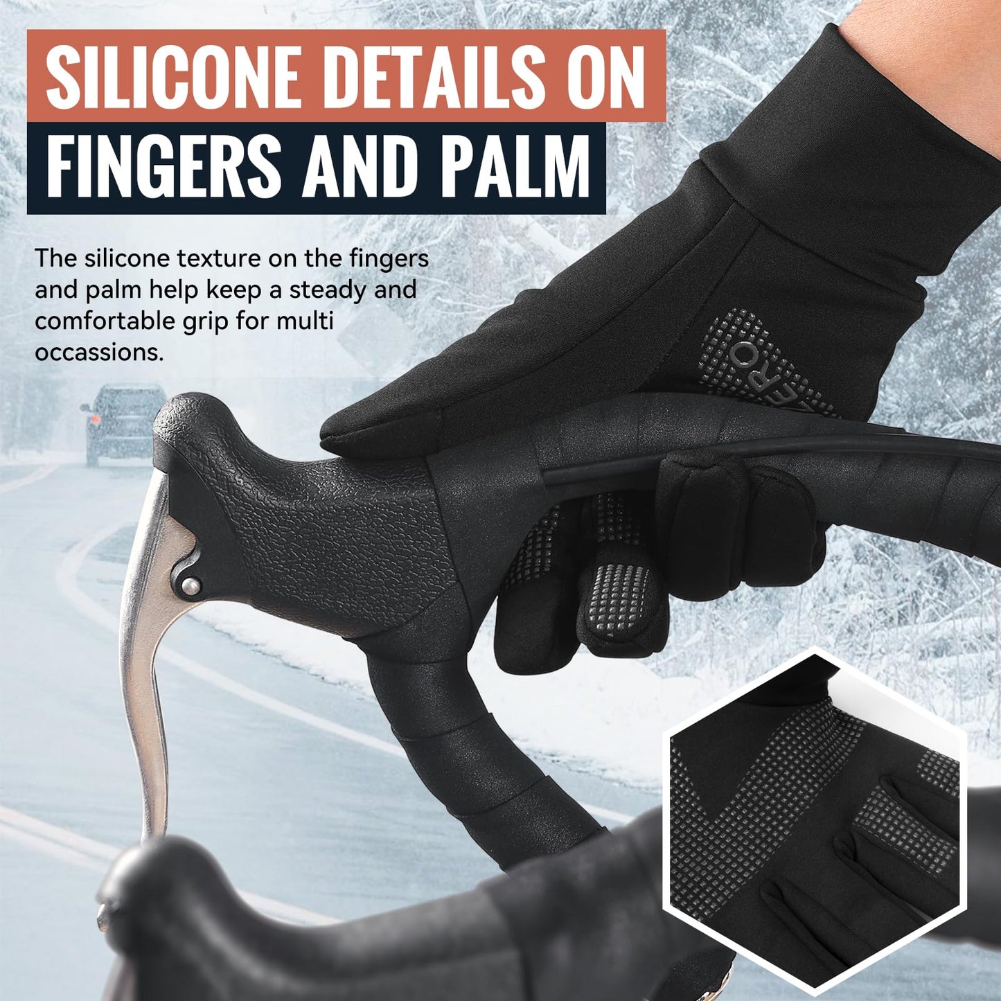 OZERO Thermal Gloves Touch Screen, Water Resistant Windproof Winter Gloves for Running Cycling Driving Hiking Biking Riding Outdoor for Men Women