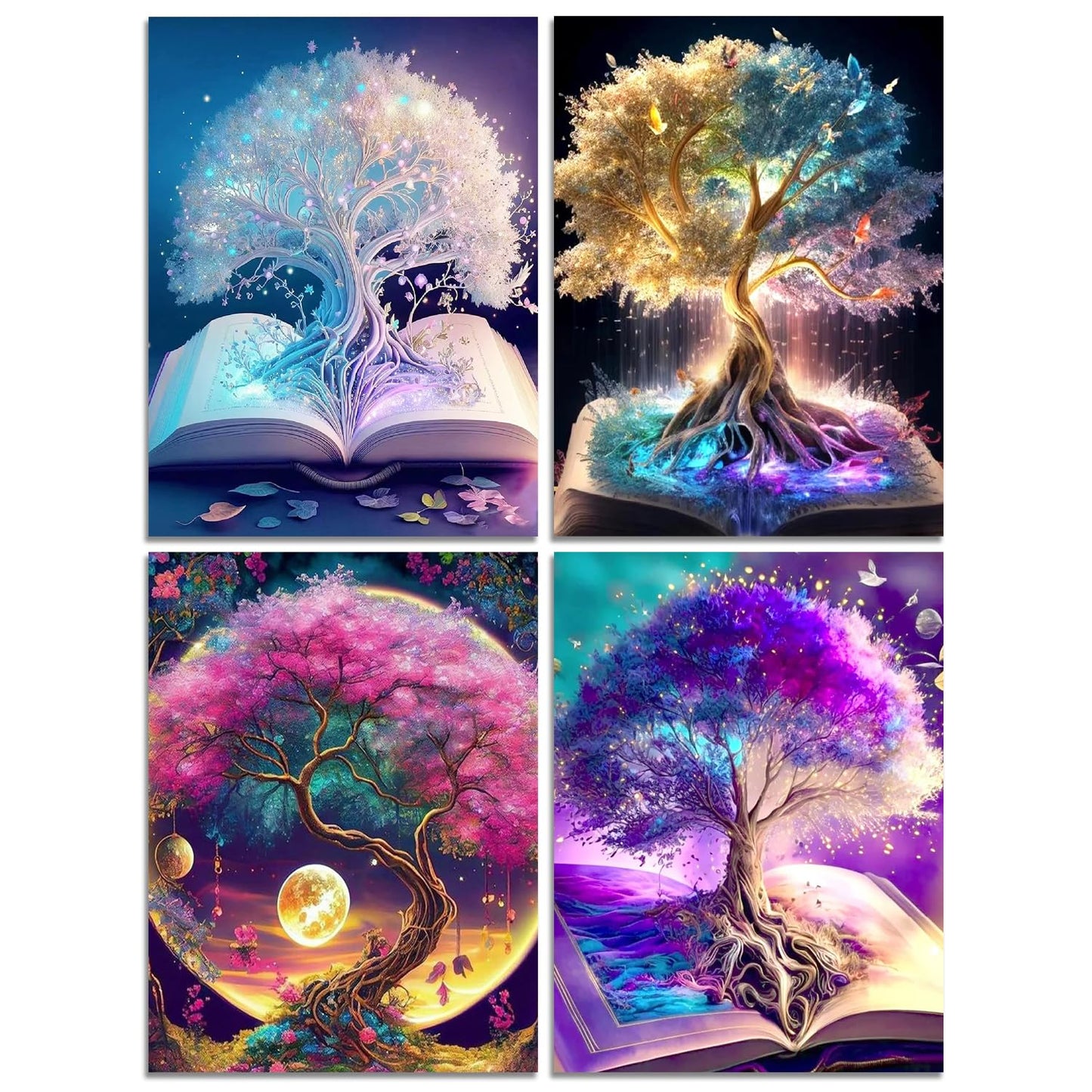 Muzagroo Art 5D Diamond Painting Kits for Adults, DIY Diamond Art Kits for Beginners, Turtle Diamond Dot Kits Gem Arts and Crafts for Living Room, Gem Painting Bedroom 4 PCS Wall Art