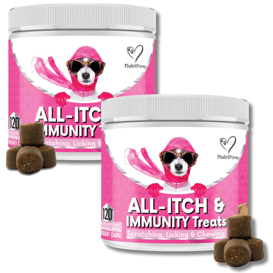 NutriPaw All-Itch, Flea & Tick Treats For Dogs - Soothe Itchy Paws, Eyes, Ears, Skin - Naturally Control Fleas & Ticks - Good for Small, Medium & Large Dogs - Supports Seasonal Itching