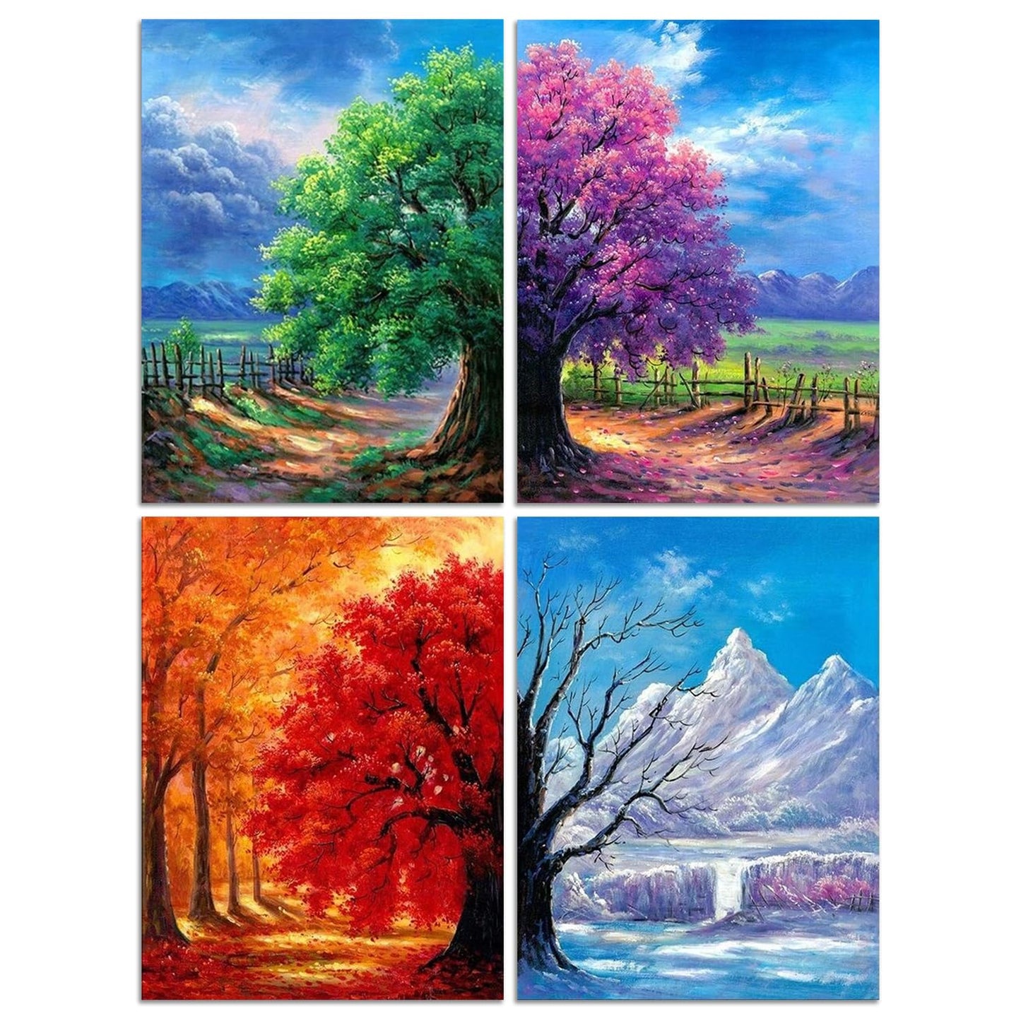 Muzagroo Art 5D Diamond Painting Kits for Adults, DIY Diamond Art Kits for Beginners, Turtle Diamond Dot Kits Gem Arts and Crafts for Living Room, Gem Painting Bedroom 4 PCS Wall Art