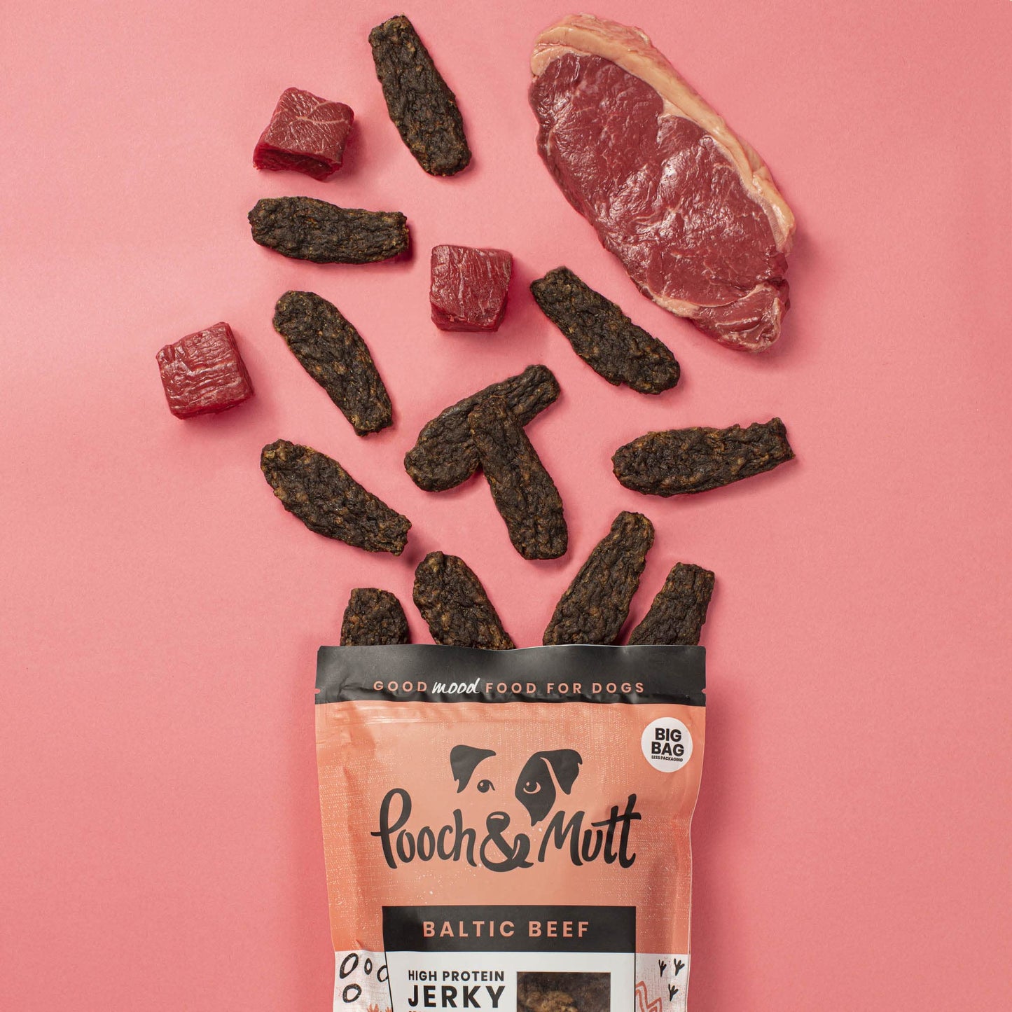Pooch & Mutt - Meaty Jerky Treats, Grain Free Baltic Beef for Training Reward