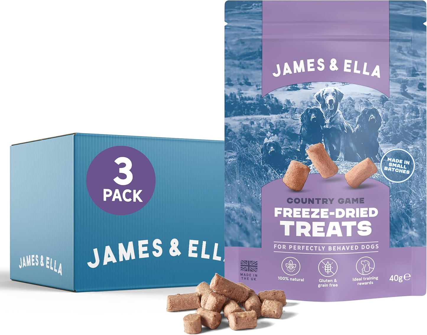 James & Ella Freeze-Dried Dog Treats (40g) ❘ Delicious Country Game Freeze-Dried Dog Treats, Packed with Protein, Essential Oils & Minerals for Happy, Healthy Dogs, Lightweight & Gluten Free