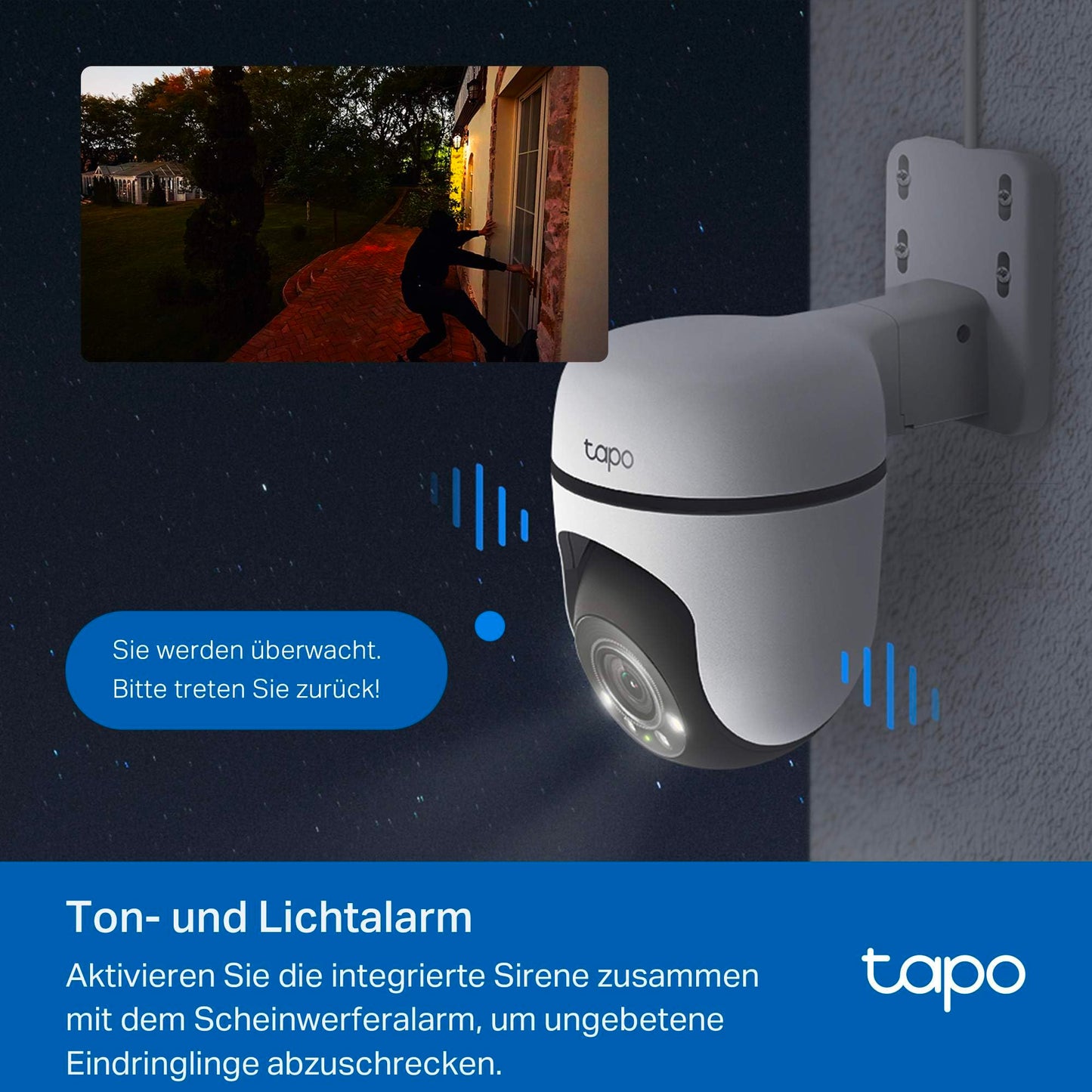 Tapo TC40 Pan/Tilt Smart Security Outdoor Camera, Full HD, 360° Smart Person Detection Motion Tracking, Color Night Vision, WiFi Camera No Monthly Fee, Two-Way Talk, IP65, Works with Alexa & Google