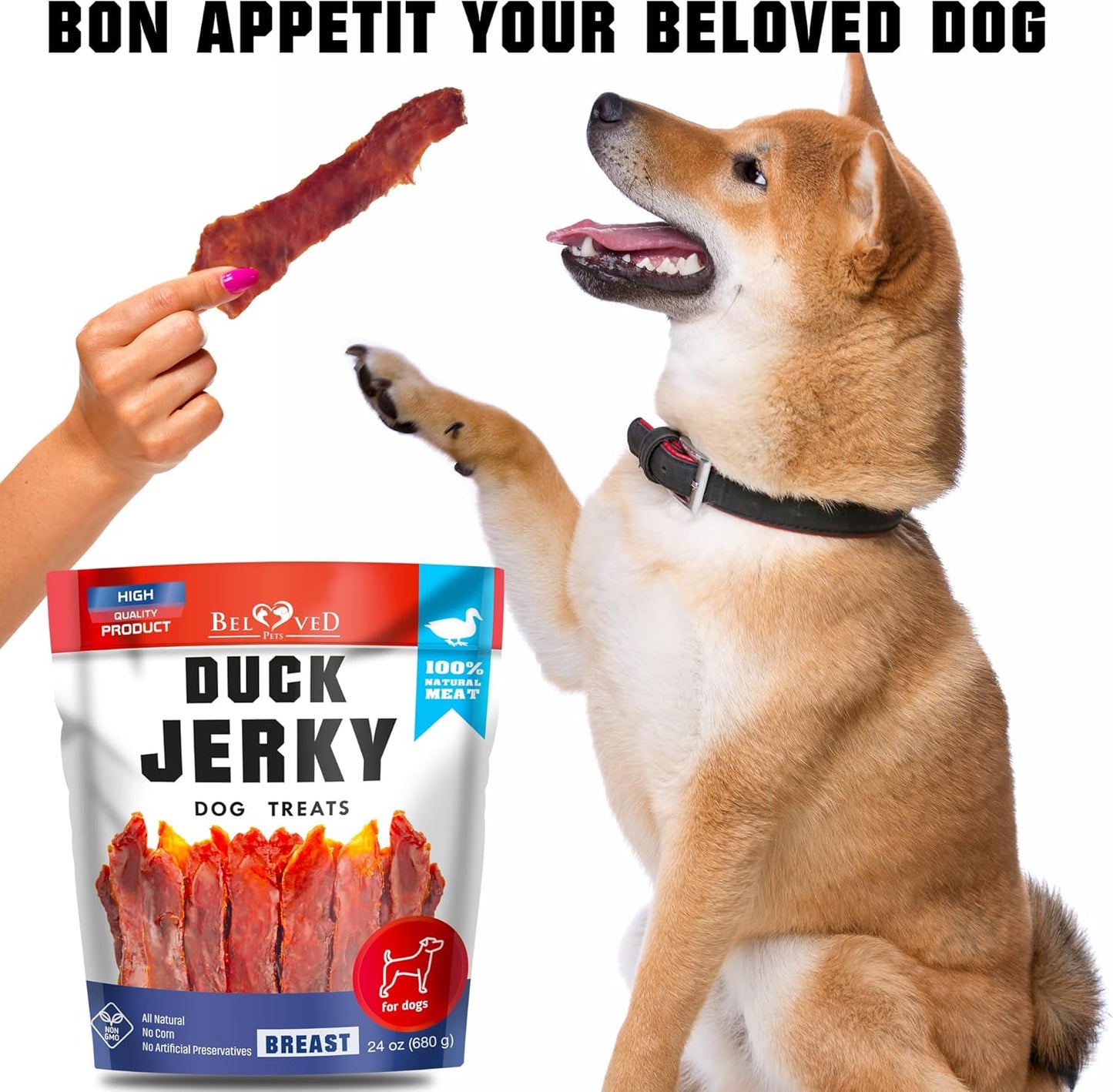 Duck Jerky Dog Treats - Human Grade Pet Snacks - Natural High Protein Meat Dried Strips - Best Chews for Training Small & Large Dogs - Bulk Soft Pack