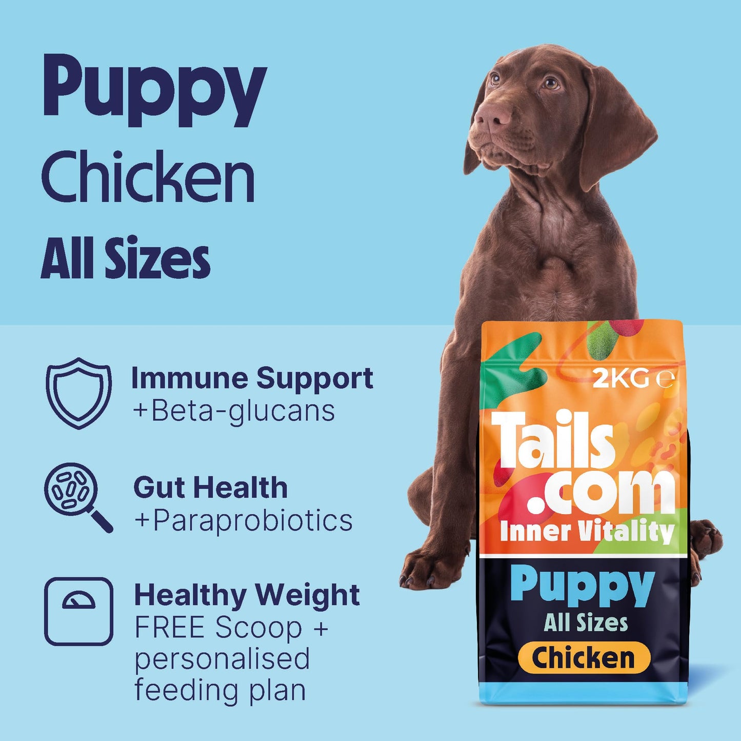 Tails.com Inner Vitality - Dry Dog Food Medium & Large Adult Chicken 2kg - 1-7 yrs - Source of glucosamine & chondroitin to support healthy joints