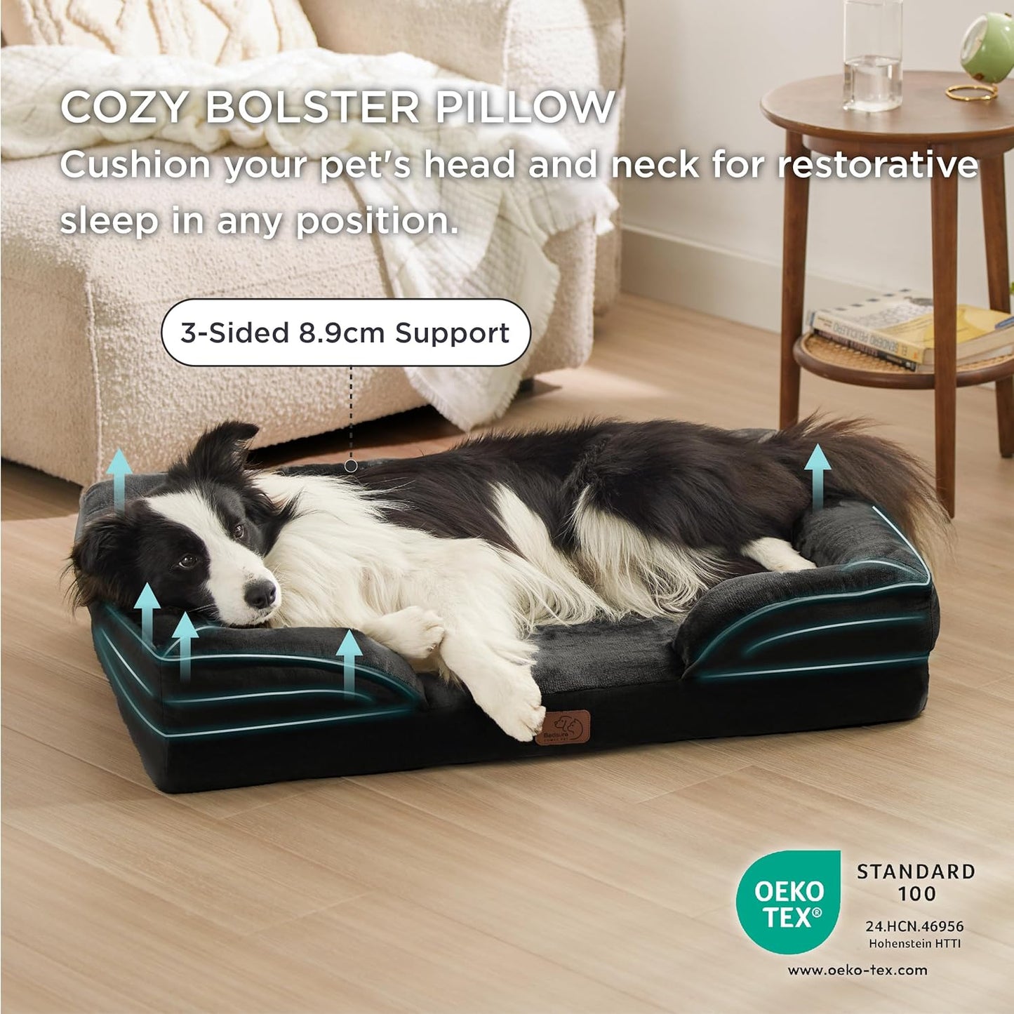 Bedsure Dog Sofa Bed Extra Large - Washable Orthopedic Dog Beds and Couch with Removable Flannel Zipper Cover, XL Plus Waterproof Human Dog Bed for Adults, Squre Pet Bed