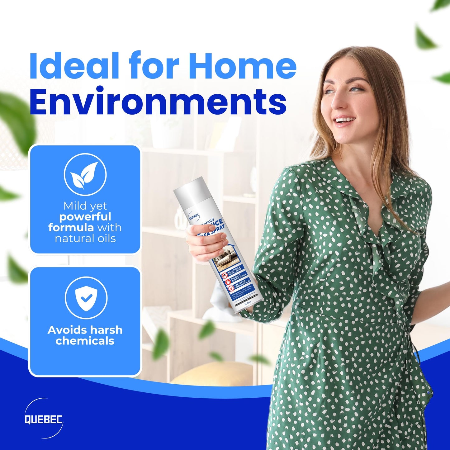 Quebec Household Flea Spray for the Home – Powerful Flea & Pest Control for Home, Effective Against Fleas, Ticks, Bed Bugs, Ants & Insects Long-Lasting Safe for Indoor Use Easy Application – 500ML (1)