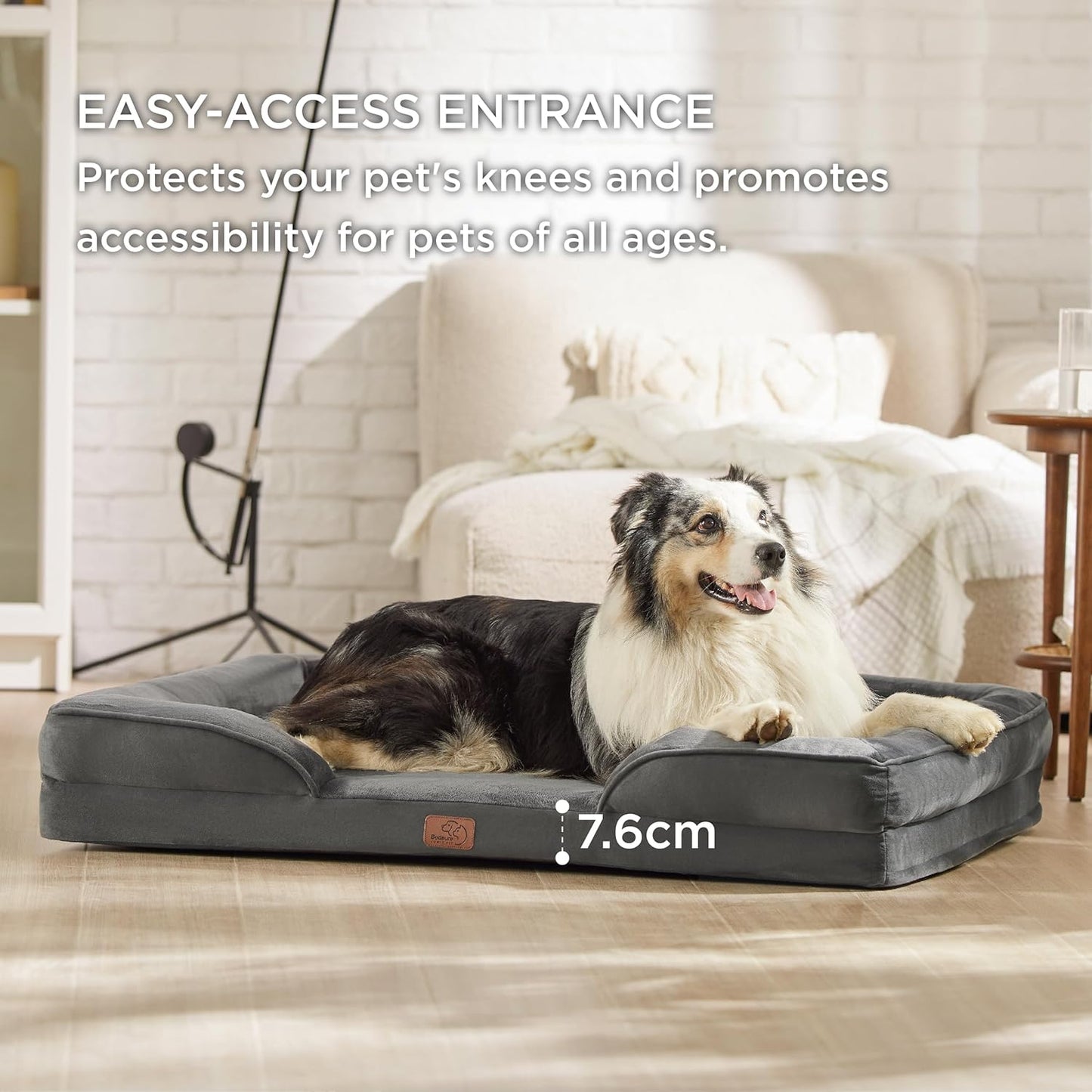 Bedsure Dog Sofa Bed Extra Large - Washable Orthopedic Dog Beds and Couch with Removable Flannel Zipper Cover, XL Plus Waterproof Human Dog Bed for Adults, Squre Pet Bed