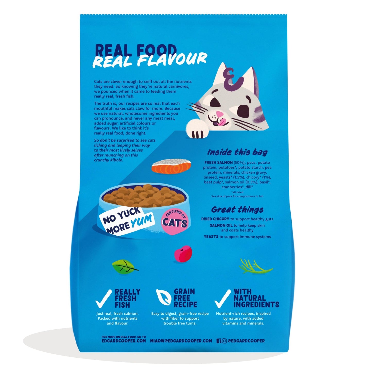 Edgard and Cooper Dry Cat Food Grain Free Adult Chicken 2kg - Natural, Fresh Meat for indoor or outdoor cats, Junk free, Healthy Ingredients, help support sensitive stomachs