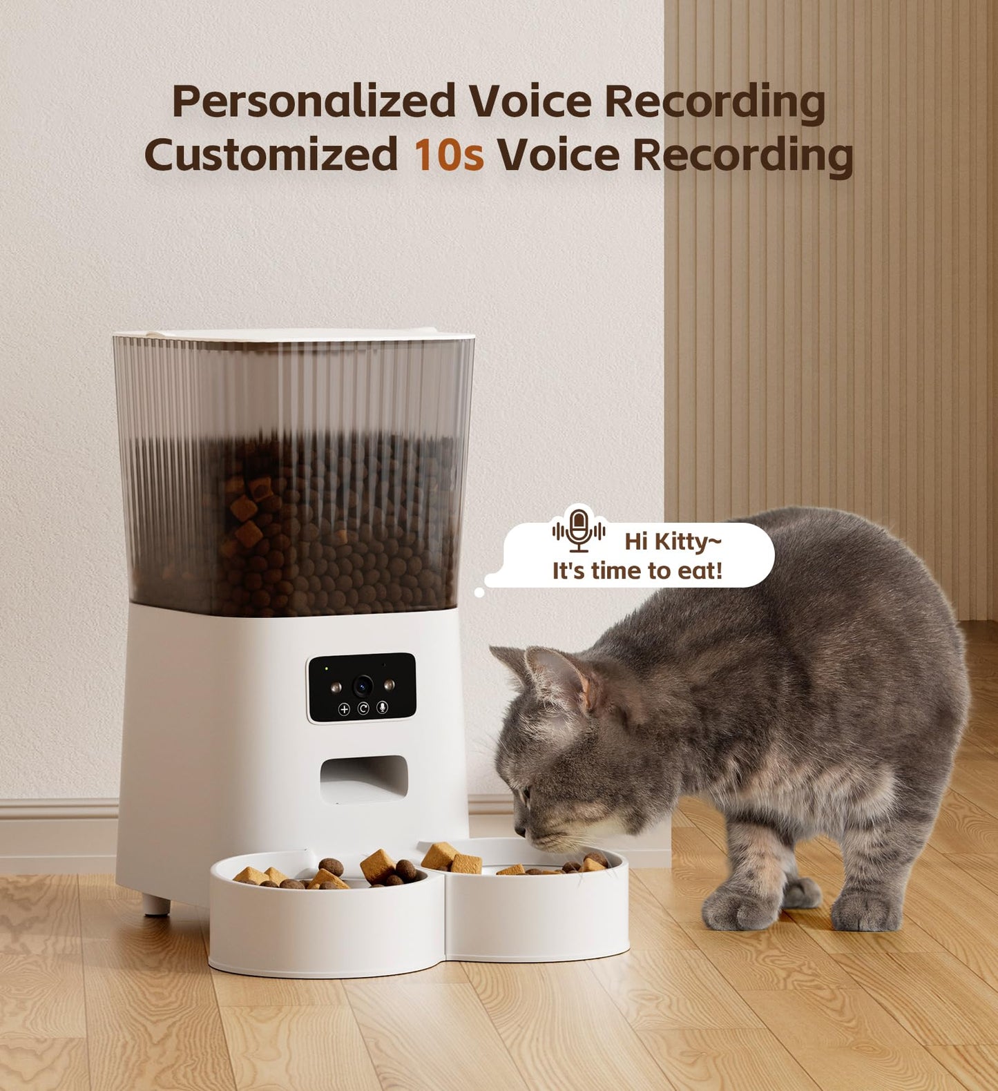 5L Cat Feeder Automatic with Timer, Automatic Cat Feeder, 1-9 Meals Per Day, Cats Food Dispenser with 2 Bowl, Auto Pet Feeder for 2 kittens and Small Dogs, Dual Power Supply     FREE DELIVERY