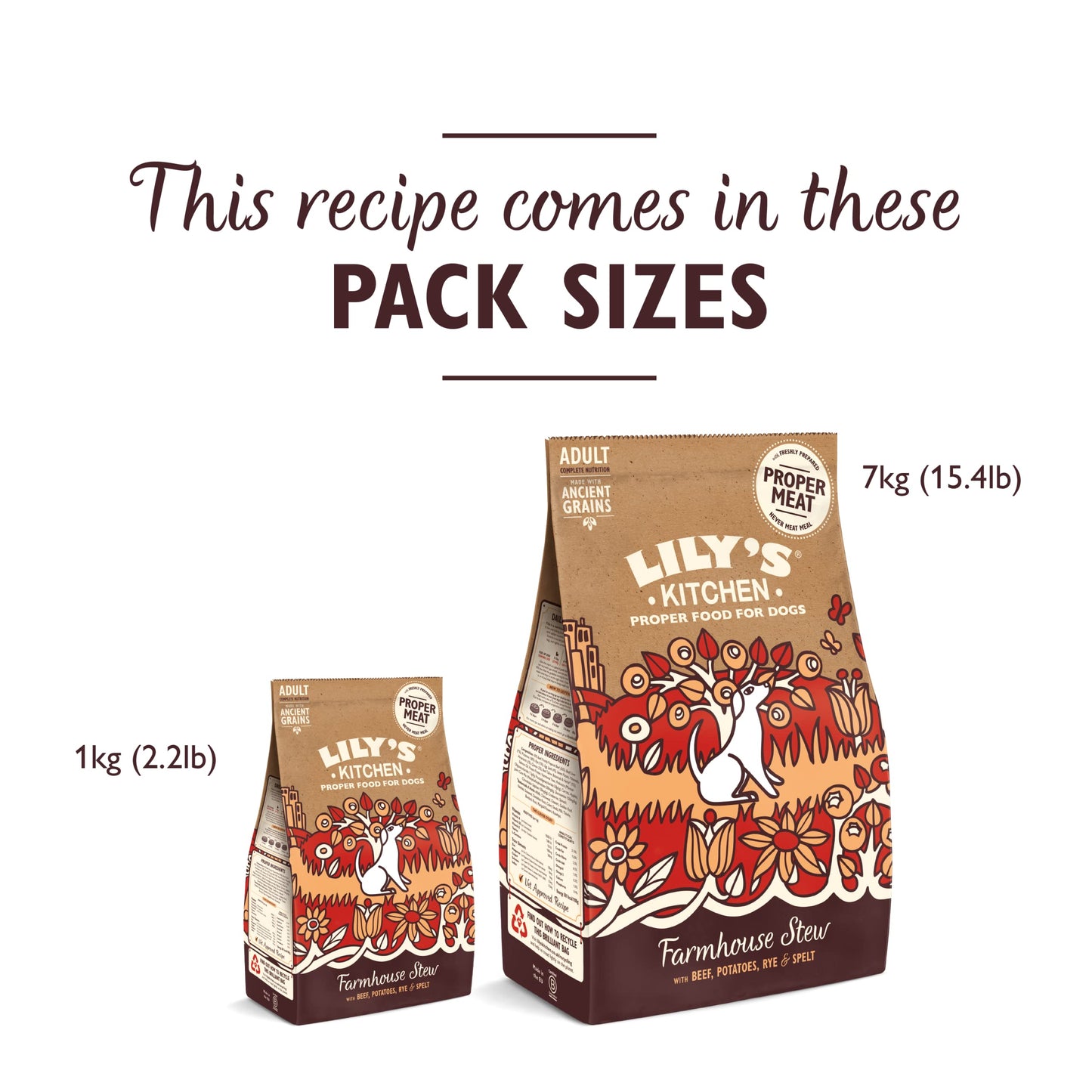 Lily’s Kitchen Made with Natural Ingredients Adult Dry Dog Food Beef Stew with Ancient Grains 1kg Bag