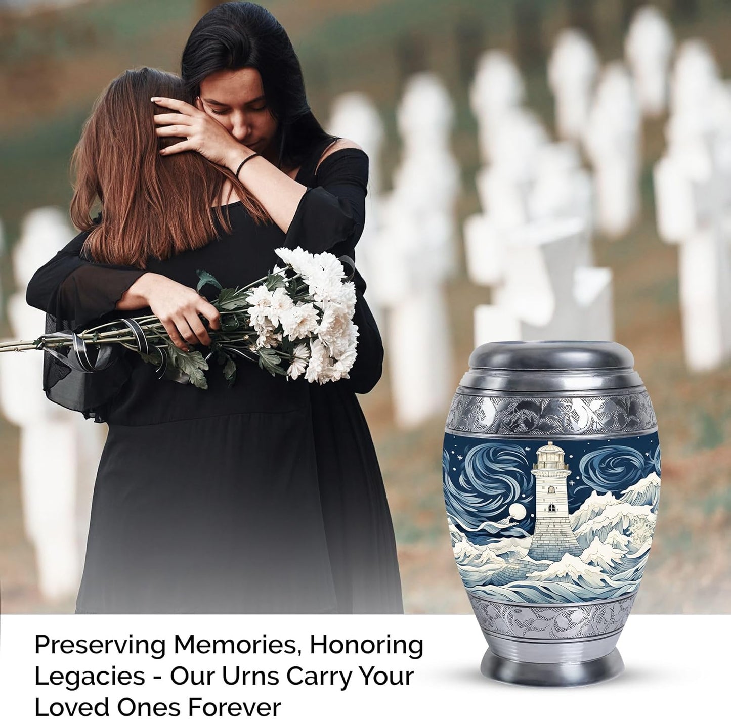 YASUBJAG Dove Urn - Aluminium Cremation Urn for Adults, Multicolor, Birds Pattern, 10 Inch
