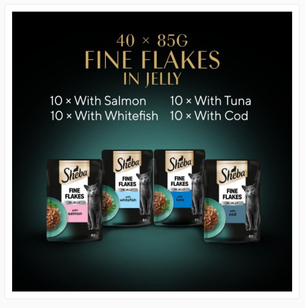 Sheba Fine Flakes Fish Collection in Jelly 40 x 85g