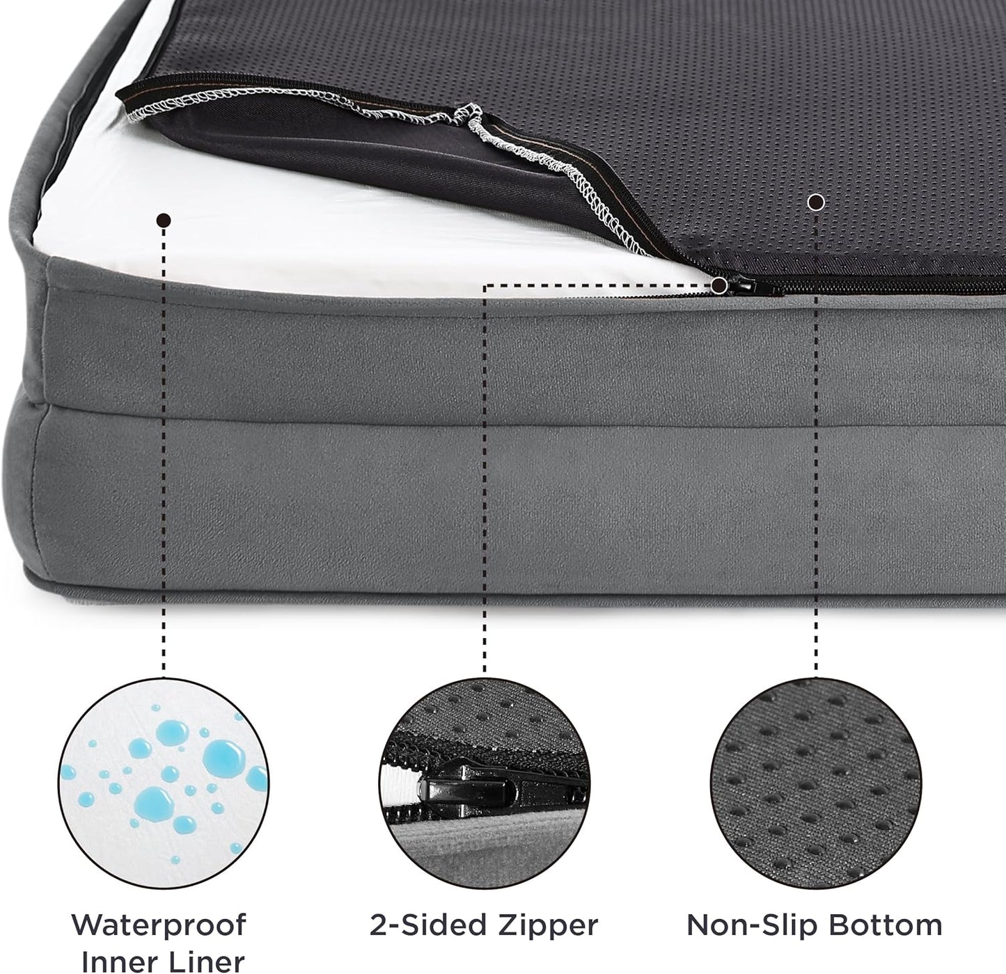 Bedsure Dog Sofa Bed Extra Large - Washable Orthopedic Dog Beds and Couch with Removable Flannel Zipper Cover, XL Plus Waterproof Human Dog Bed for Adults, Squre Pet Bed
