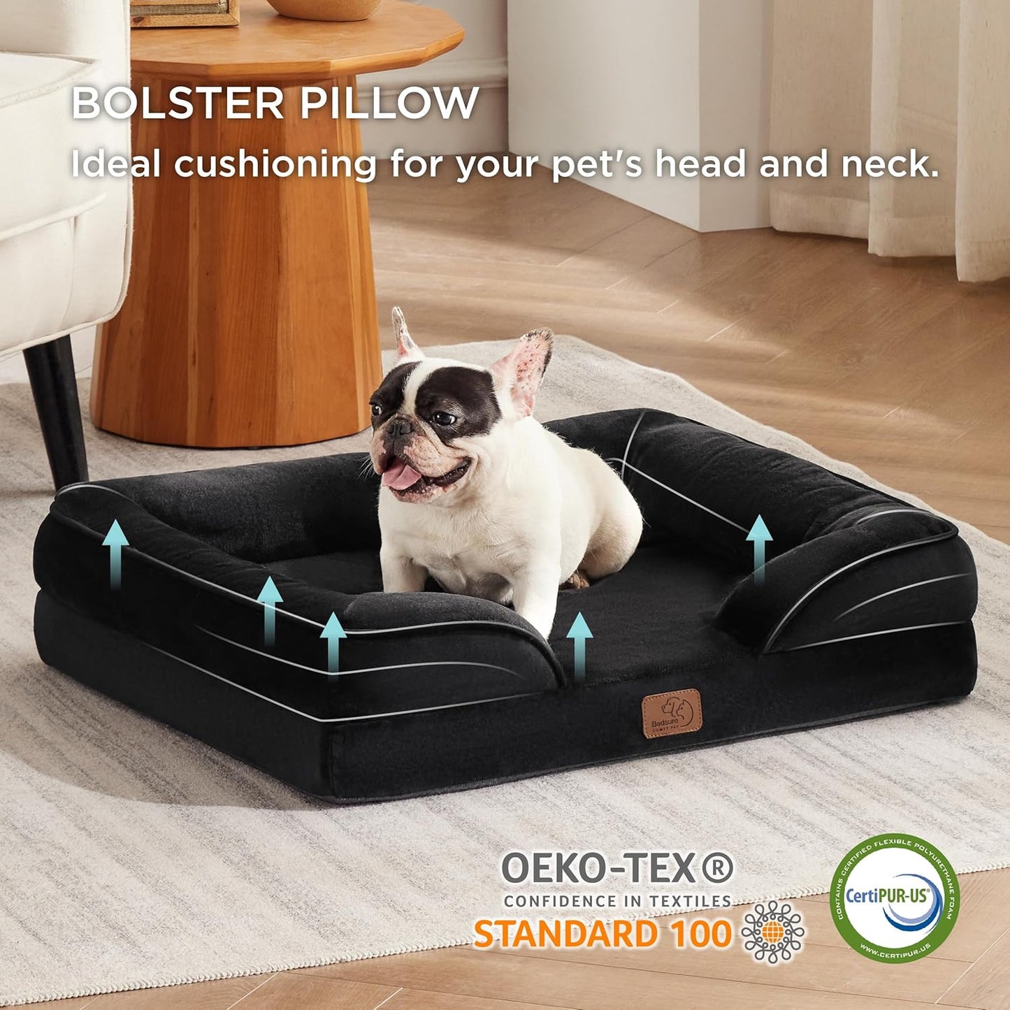 Bedsure Dog Sofa Bed Extra Large - Washable Orthopedic Dog Beds and Couch with Removable Flannel Zipper Cover, XL Plus Waterproof Human Dog Bed for Adults, Squre Pet Bed