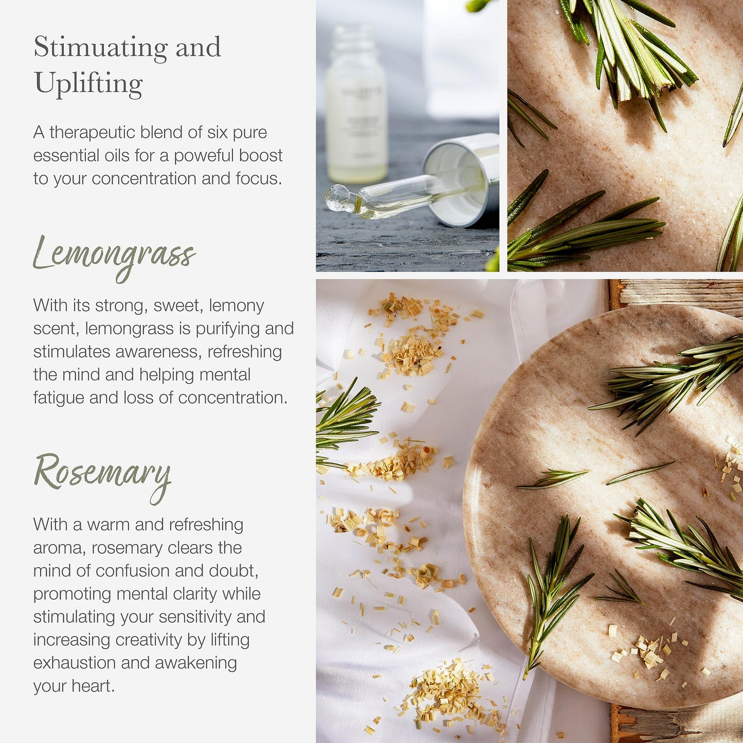 Scented Gift Box with Candle, Reed Diffuser, and Room Mist, Aromatherapy Essential Oils, Long Lasting Fragrance, Made in the UK (Lemongrass and Rosemary) (150g, 100ml, 30ml) - Valentte