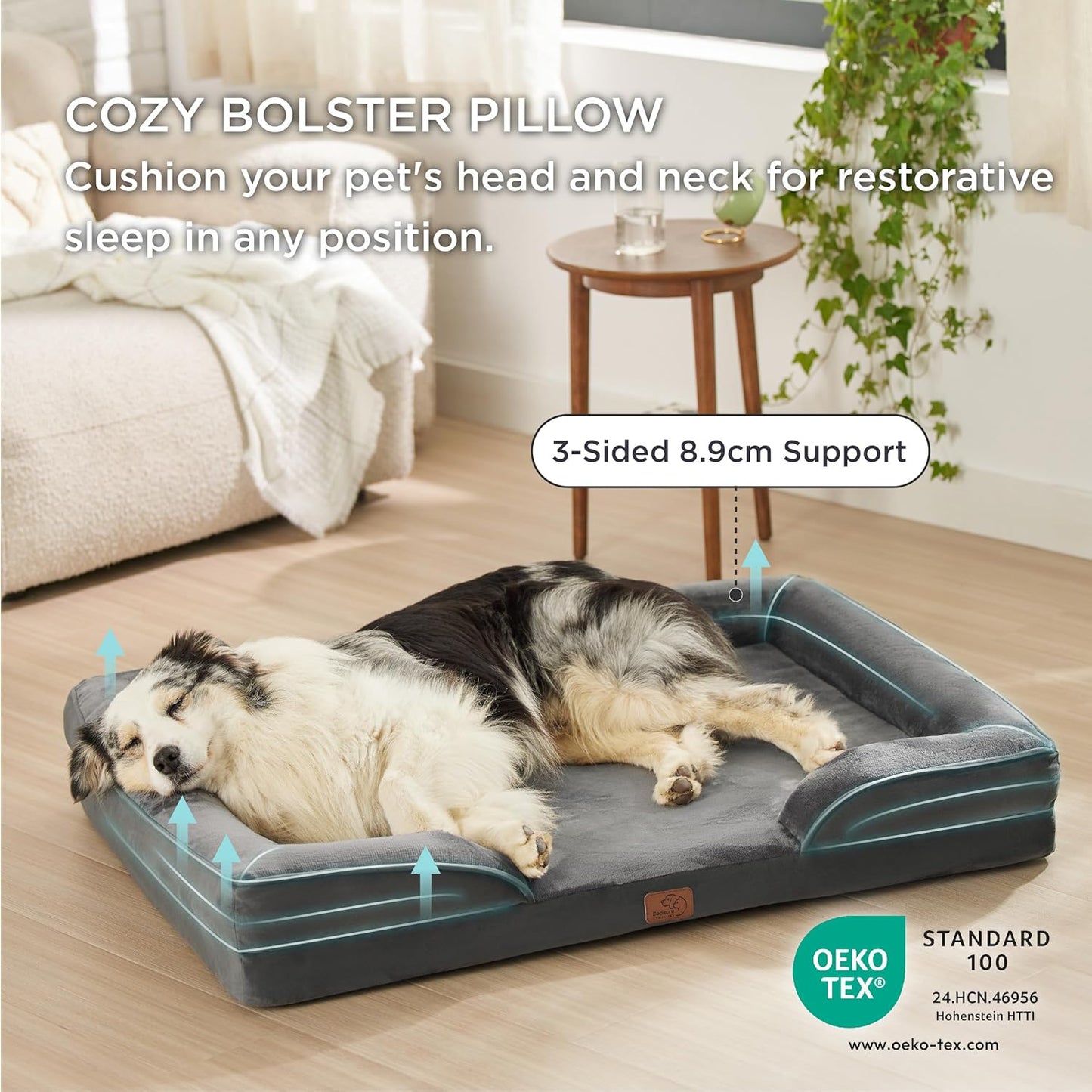 Bedsure Dog Sofa Bed Extra Large - Washable Orthopedic Dog Beds and Couch with Removable Flannel Zipper Cover, XL Plus Waterproof Human Dog Bed for Adults, Squre Pet Bed