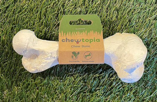 Bone Chew Toy for Dogs, Hardwearing, Durable Boredom Buster Dog Toy, Strong and Tough Toy for Dogs. Made in the UK. Made from Recycled Plastics. Helps Reduce Seperation Anxiety.