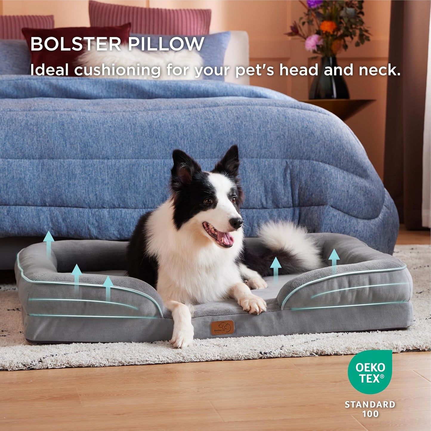 Bedsure Dog Sofa Bed Extra Large - Washable Orthopedic Dog Beds and Couch with Removable Flannel Zipper Cover, XL Plus Waterproof Human Dog Bed for Adults, Squre Pet Bed