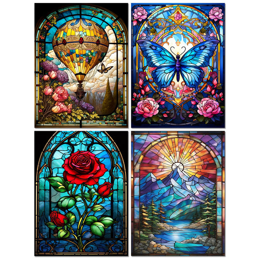 Muzagroo Art 5D Diamond Painting Kits for Adults, DIY Diamond Art Kits for Beginners, Turtle Diamond Dot Kits Gem Arts and Crafts for Living Room, Gem Painting Bedroom 4 PCS Wall Art