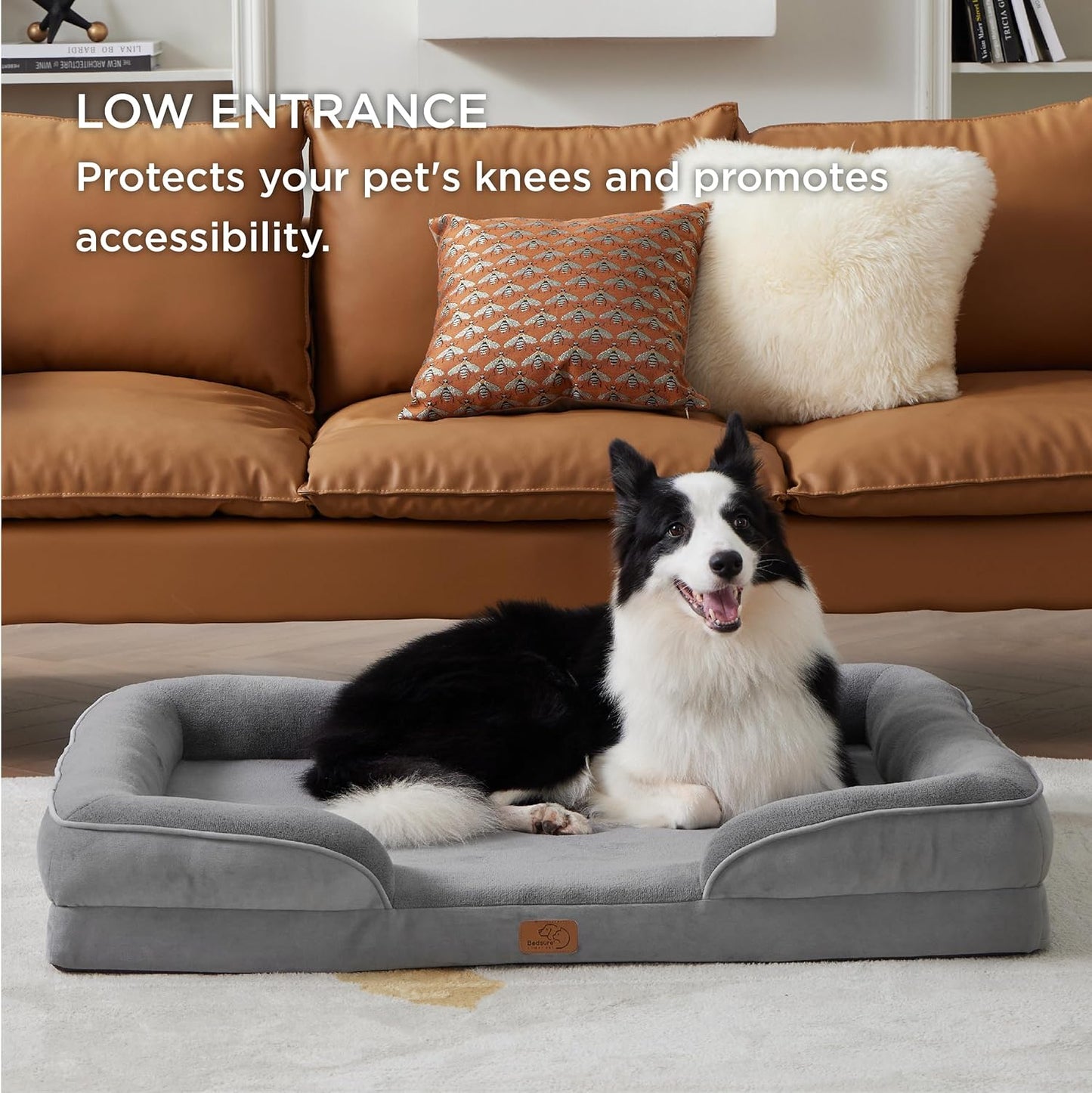 Bedsure Dog Sofa Bed Extra Large - Washable Orthopedic Dog Beds and Couch with Removable Flannel Zipper Cover, XL Plus Waterproof Human Dog Bed for Adults, Squre Pet Bed