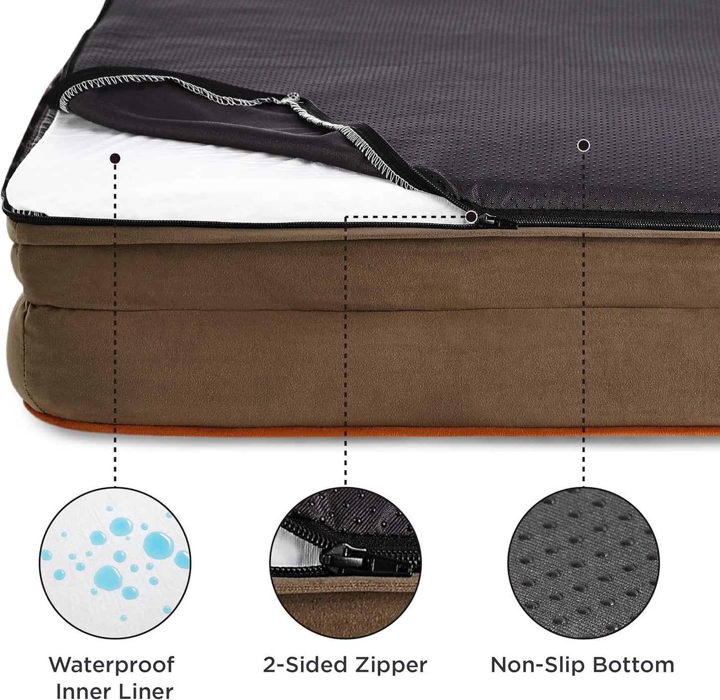 Bedsure Dog Sofa Bed Extra Large - Washable Orthopedic Dog Beds and Couch with Removable Flannel Zipper Cover, XL Plus Waterproof Human Dog Bed for Adults, Squre Pet Bed