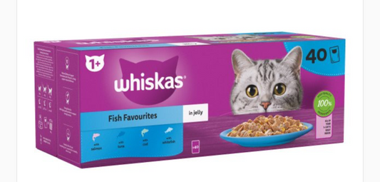Whiskas Adult 1+ Fish Favourites in Jelly Pouches 40 x 85g