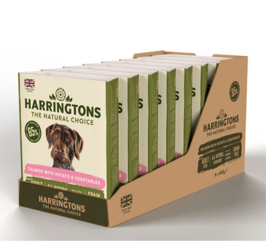 Harringtons Wet Salmon & Potato Dog Food Trays 8 x 400g
