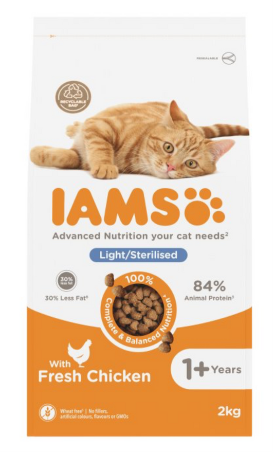 IAMS Light/Sterilised Adult 1+ Chicken 2 x 2kg