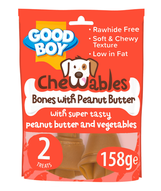Good Boy Chewables Rawhide Free Peanut Butter Medium Bones 2 pack 158g