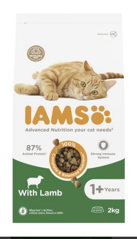 Iams Cat Adult with Lamb 2 x 2kg
